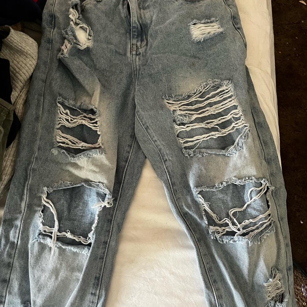 Blue ripped jeans